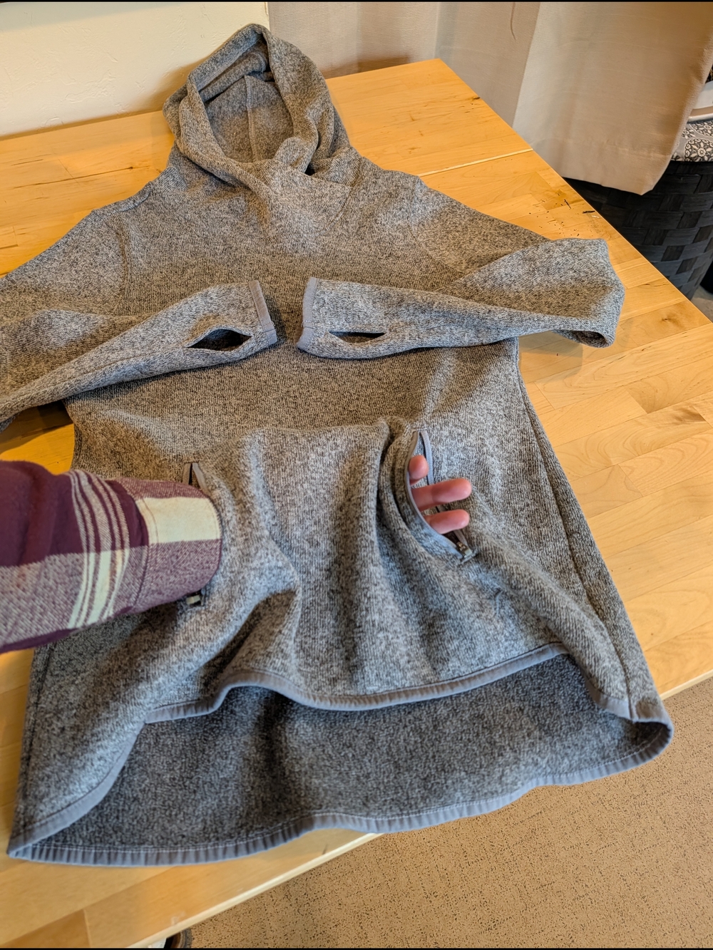 Old Navy Gray Hooded Pullover with Zip Pockets - Picture 5 of 10